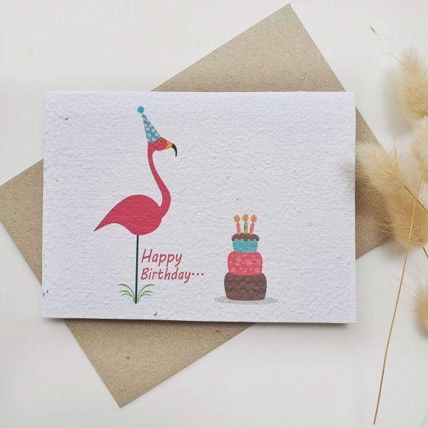 Plantable Birthday Day Card Flamingo